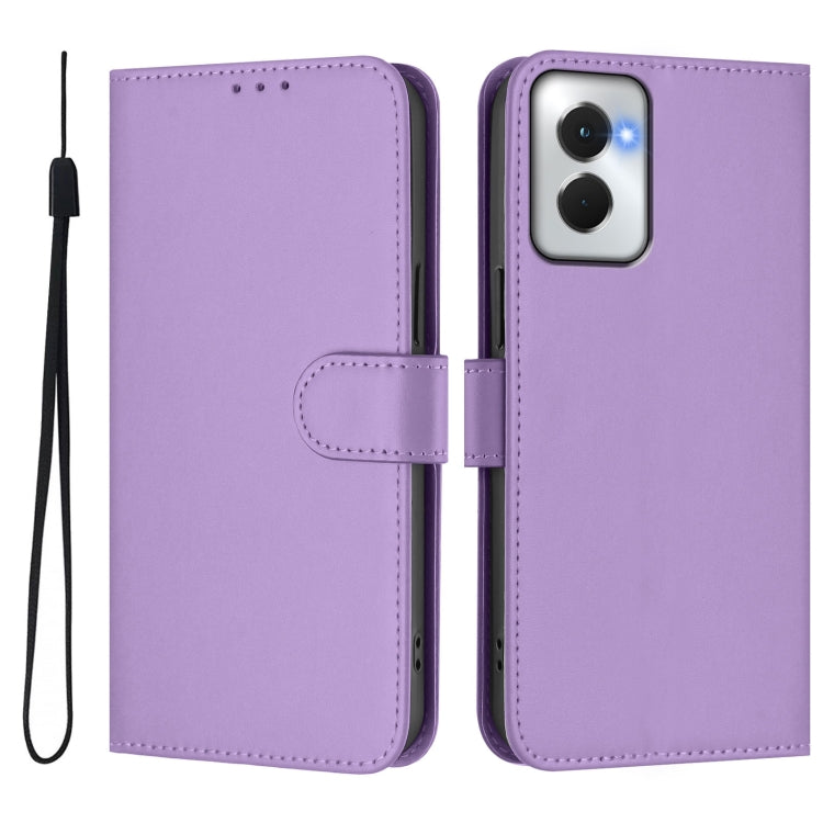 For Motorola Moto G Power 5G 2024 Skin Feel Solid Color Leather Phone Case with Lanyard(Lavender Purple) - Motorola Cases by buy2fix | Online Shopping UK | buy2fix