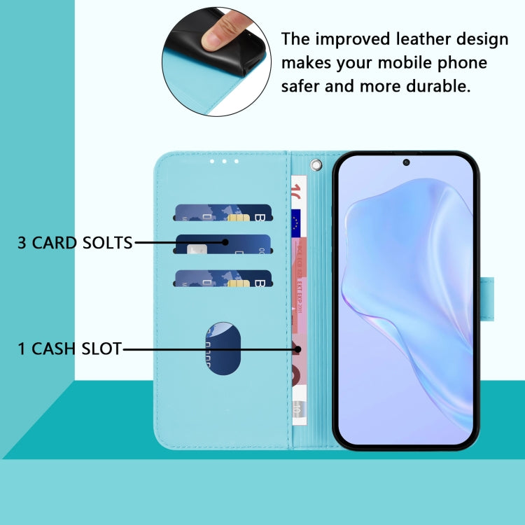 For Motorola Moto G Power 5G 2024 Skin Feel Solid Color Leather Phone Case with Lanyard(Sky Blue) - Motorola Cases by buy2fix | Online Shopping UK | buy2fix