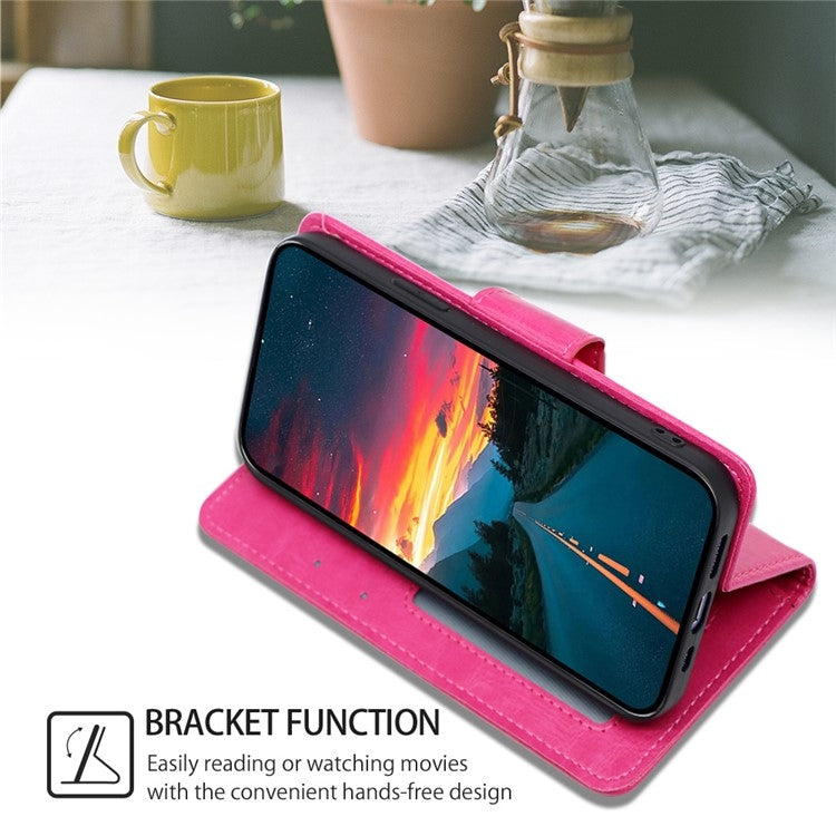 For iPhone 16 Crystal Texture Leather Phone Case(Rose Red) - iPhone 16 Cases by buy2fix | Online Shopping UK | buy2fix