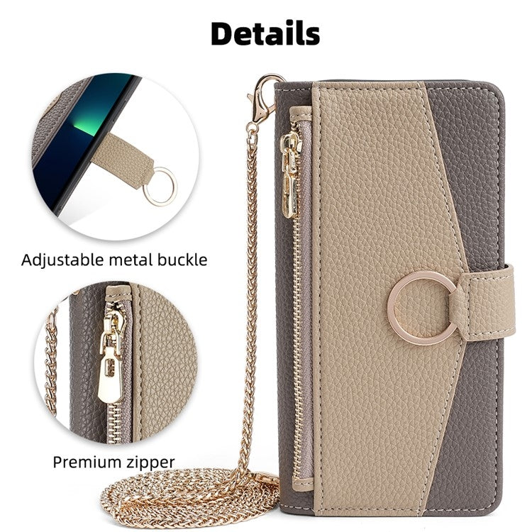 For iPhone 16 Crossbody Litchi Texture Leather Phone Case(Grey) - iPhone 16 Cases by buy2fix | Online Shopping UK | buy2fix