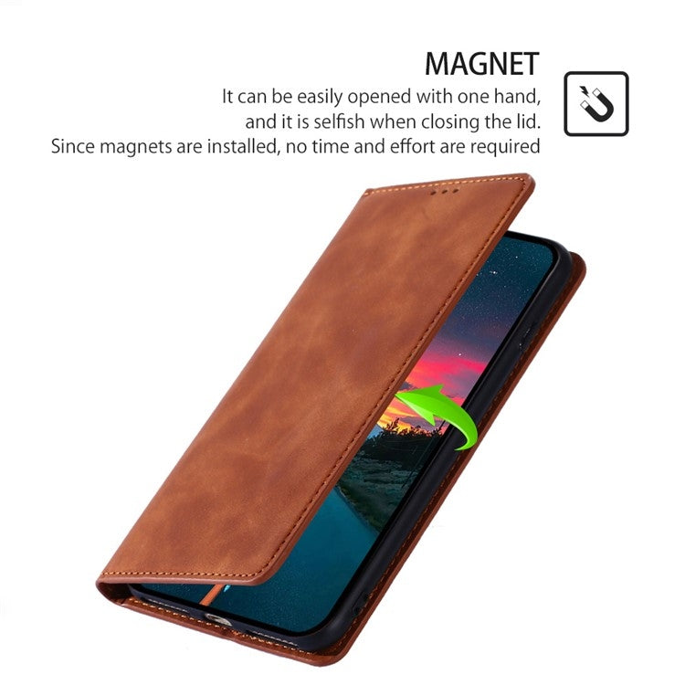 For iPhone 16 Plus Skin Feel Magnetic Leather Phone Case(Light Brown) - iPhone 16 Plus Cases by buy2fix | Online Shopping UK | buy2fix