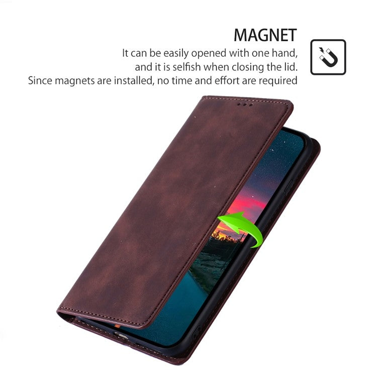 For iPhone 16 Pro Skin Feel Magnetic Leather Phone Case(Dark Brown) - iPhone 16 Pro Cases by buy2fix | Online Shopping UK | buy2fix