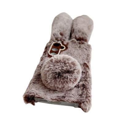 For Samsung Galaxy S25 5G Cute Plush Rabbit TPU Phone Case(Light Grey) - Galaxy S25 5G Cases by buy2fix | Online Shopping UK | buy2fix