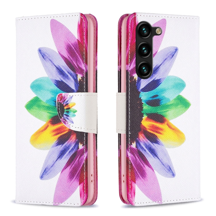 For Samsung Galaxy S25+ 5G Colored Drawing Pattern Leather Phone Case(Sun Flower) - Galaxy S25+ 5G Cases by buy2fix | Online Shopping UK | buy2fix