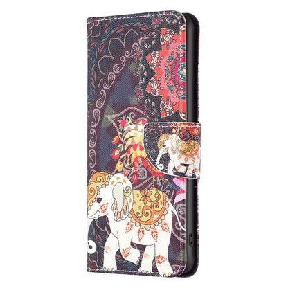 For Samsung Galaxy S25+ 5G Colored Drawing Pattern Leather Phone Case(Flowers Elephant) - Galaxy S25+ 5G Tempered Glass by buy2fix | Online Shopping UK | buy2fix