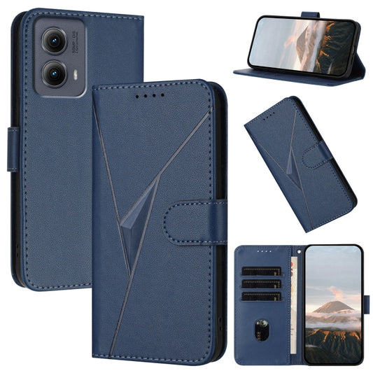 For Motorola Edge 5G 2024 Triangle Pattern Buckle Clasp Leather Phone Case(Royal Blue) - Motorola Cases by buy2fix | Online Shopping UK | buy2fix