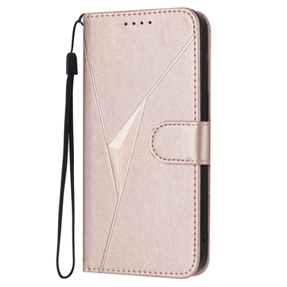 For Motorola Edge 5G 2024 Triangle Pattern Buckle Clasp Leather Phone Case(Rose Gold) - Motorola Cases by buy2fix | Online Shopping UK | buy2fix