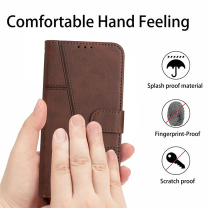 For Samsung Galaxy S25 Ultra 5G Stitching Calf Texture Buckle Leather Phone Case(Brown) - Galaxy S25 Ultra 5G Cases by buy2fix | Online Shopping UK | buy2fix