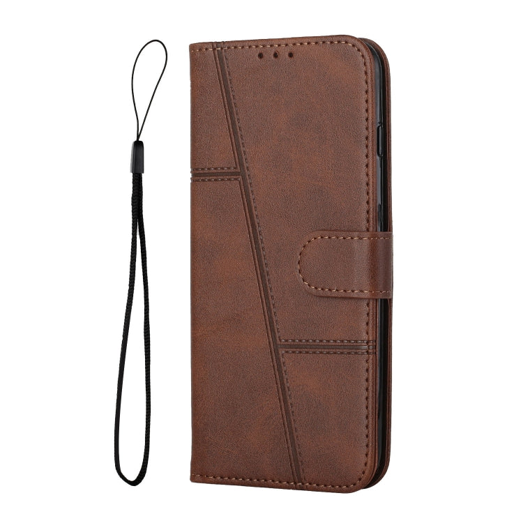 For Samsung Galaxy S25 / S24 5G Stitching Calf Texture Buckle Leather Phone Case(Brown) - Galaxy S25 5G Cases by buy2fix | Online Shopping UK | buy2fix