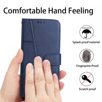 For Samsung Galaxy S25+ / S24+ 5G Stitching Calf Texture Buckle Leather Phone Case(Blue) - Galaxy S25+ 5G Cases by buy2fix | Online Shopping UK | buy2fix