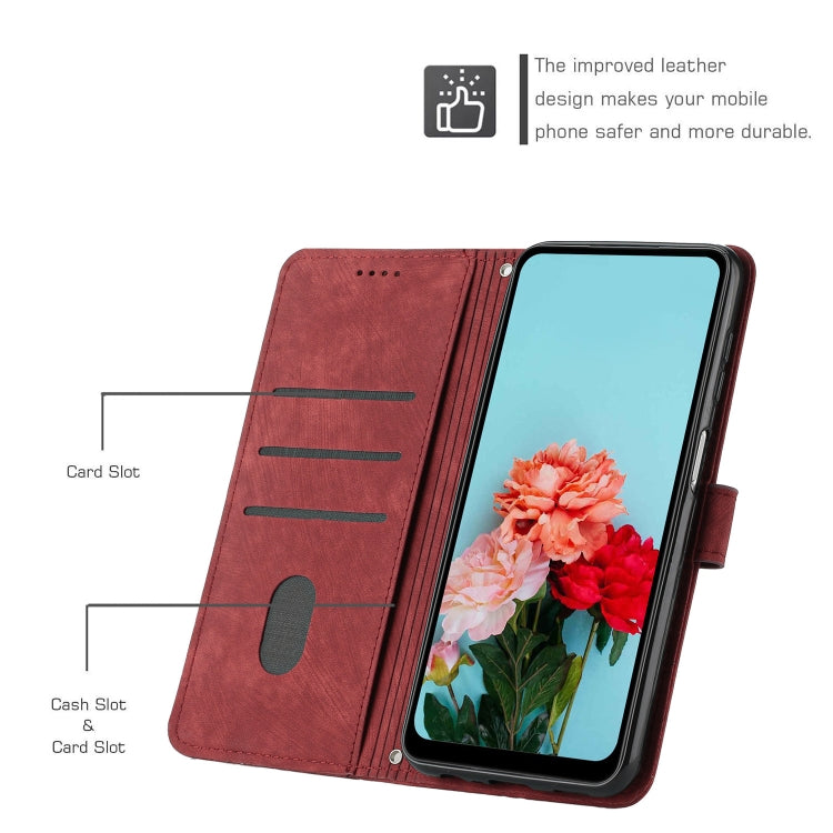 For Samsung Galaxy S25 / S24 5G Skin Feel Stripe Pattern Leather Phone Case with Long Lanyard(Red) - Galaxy S25 5G Cases by buy2fix | Online Shopping UK | buy2fix