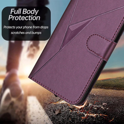 For Tecno Spark Go 2024 Triangle Pattern Buckle Clasp Leather Phone Case(Dark Purple) - Tecno Cases by buy2fix | Online Shopping UK | buy2fix