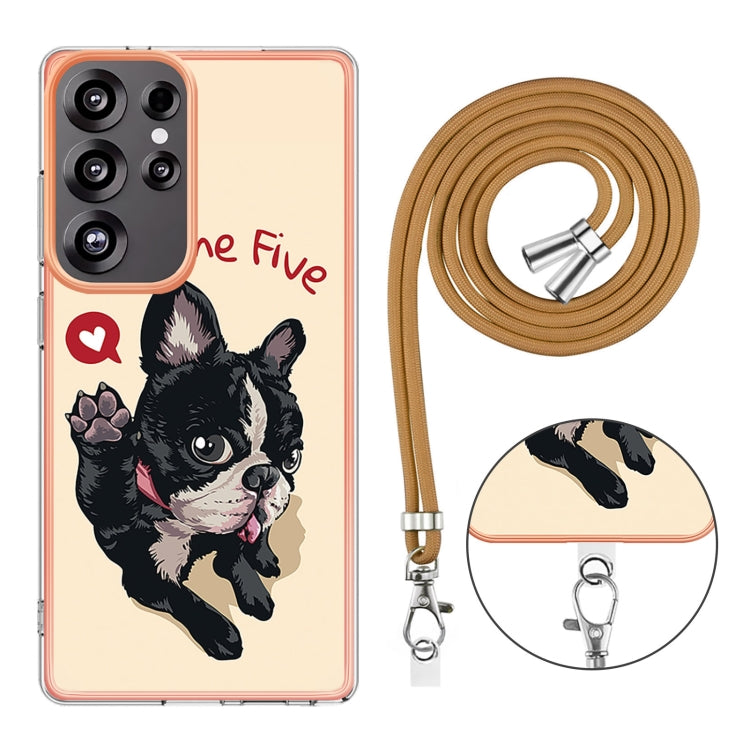 For Samsung Galaxy S25 Ultra 5G Electroplating Dual-side IMD Phone Case with Lanyard(Lucky Dog) - Galaxy S25 Ultra 5G Cases by buy2fix | Online Shopping UK | buy2fix