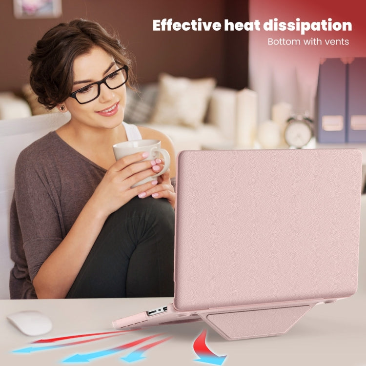 For MacBook Pro 14 inch A2918 / A2992 Business Magnetic Holder PC + PU Laptop Protective Case(Pink) - MacBook Pro Cases by buy2fix | Online Shopping UK | buy2fix