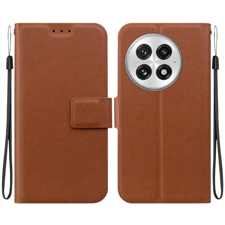 For OnePlus 13 Ultra-thin Voltage Magnetic Buckle Leather Phone Case(Brown) - OnePlus Cases by buy2fix | Online Shopping UK | buy2fix