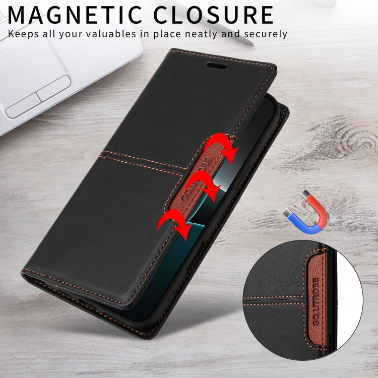 For iPhone 16 Pro GQUTROBE G01 RFID Anti-theft Leather Phone Case(Black) - iPhone 16 Pro Cases by GQUTROBE | Online Shopping UK | buy2fix