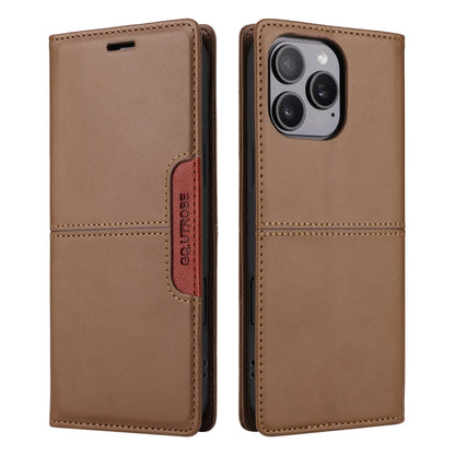 For iPhone 16 Pro Max GQUTROBE G01 RFID Anti-theft Leather Phone Case(Brown) - iPhone 16 Pro Max Cases by GQUTROBE | Online Shopping UK | buy2fix