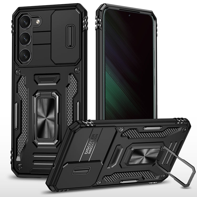 For Samsung Galaxy S25+ 5G Armor PC Hybrid TPU Camera Shield Phone Case(Black) - Galaxy S25+ 5G Cases by buy2fix | Online Shopping UK | buy2fix