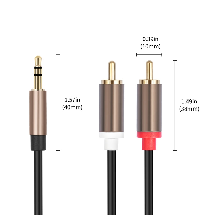 3.5mm Male to 2 RCA Male Audio Cable Amplifier Connector, Length:2m(Black Grey) - RCA Cable by buy2fix | Online Shopping UK | buy2fix