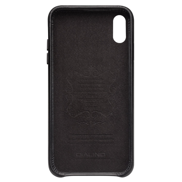 For iPhone XS Max QIALINO Shockproof Weave Cowhide Leather Protective Case(Black) - More iPhone Cases by QIALINO | Online Shopping UK | buy2fix