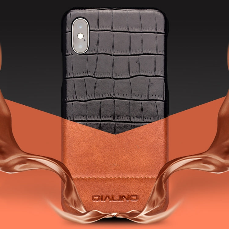 For iPhone X / XS QIALINO Crocodile Texture Cowhide Leather Protective Case - More iPhone Cases by QIALINO | Online Shopping UK | buy2fix
