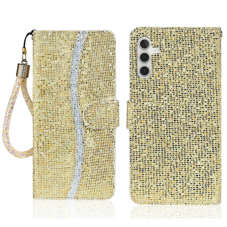 For Samsung Galaxy S25+ 5G Glitter Powder Filp Leather Phone Case(Gold) - Galaxy S25+ 5G Cases by buy2fix | Online Shopping UK | buy2fix