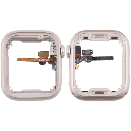 For Apple Watch Series 7 / 8 / 9 45MM LTE Aluminium Alloy Middle Frame Bezel Plate with Crown Spin Axis Flex Cable(Starlight) - Middle Frame by buy2fix | Online Shopping UK | buy2fix