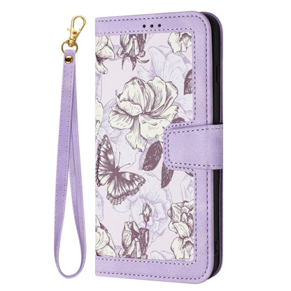 For Samsung Galaxy S25+ 5G Floral Pattern Leather Phone Case with Lanyard(Light Purple) - Galaxy S25+ 5G Cases by buy2fix | Online Shopping UK | buy2fix