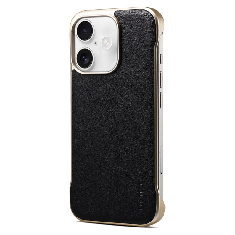 For iPhone 16 Plus Denior MagSafe Genuine Leather Calf Texture  Phone Case(Black) - iPhone 16 Plus Cases by Denior | Online Shopping UK | buy2fix