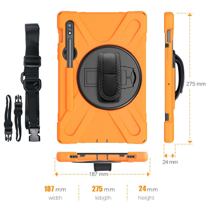 For Samsung Galaxy Tab S9 / Galaxy Tab S8 / Galaxy Tab S7 (2020) T870 Shockproof Colorful Silicone + PC Protective Case with Holder & Shoulder Strap & Hand Strap & Pen Slot(Orange) - Galaxy Tab S8 Cases by buy2fix | Online Shopping UK | buy2fix