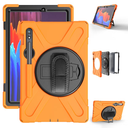 For Samsung Galaxy Tab S9 / Galaxy Tab S8 / Galaxy Tab S7 (2020) T870 Shockproof Colorful Silicone + PC Protective Case with Holder & Shoulder Strap & Hand Strap & Pen Slot(Orange) - Galaxy Tab S8 Cases by buy2fix | Online Shopping UK | buy2fix