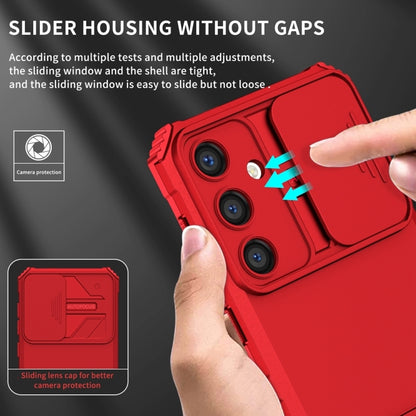 For Samsung Galaxy S25 5G Stereoscopic Holder Sliding Camshield Phone Case(Red) - Galaxy S25 5G Cases by buy2fix | Online Shopping UK | buy2fix