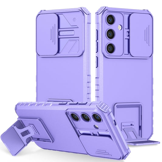 For Samsung Galaxy S25 5G Stereoscopic Holder Sliding Camshield Phone Case(Purple) - Galaxy S25 5G Cases by buy2fix | Online Shopping UK | buy2fix