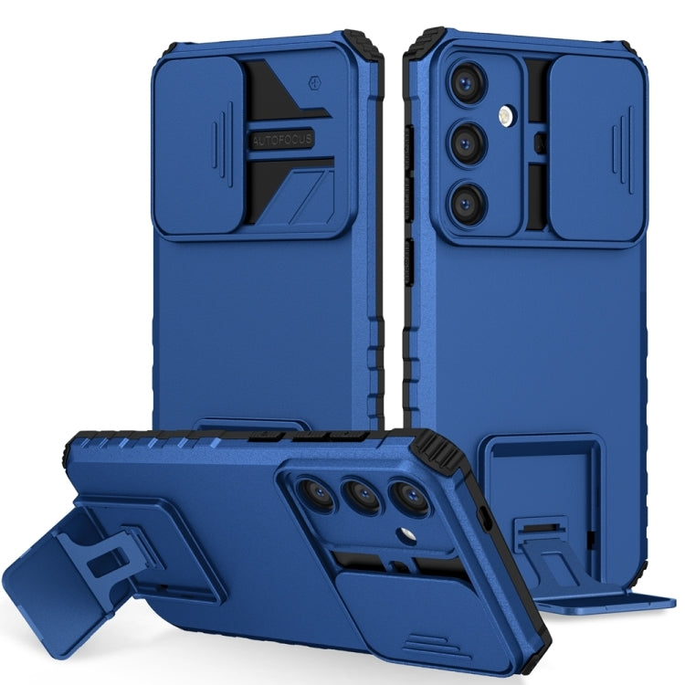 For Samsung Galaxy S25+ 5G Stereoscopic Holder Sliding Camshield Phone Case(Blue) - Galaxy S25+ 5G Cases by buy2fix | Online Shopping UK | buy2fix