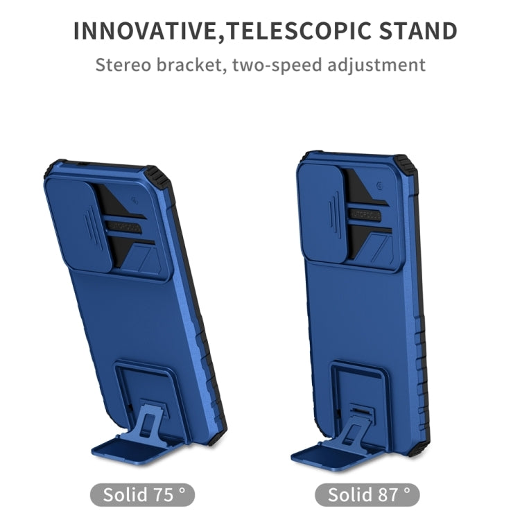 For Samsung Galaxy S25+ 5G Stereoscopic Holder Sliding Camshield Phone Case(Blue) - Galaxy S25+ 5G Cases by buy2fix | Online Shopping UK | buy2fix