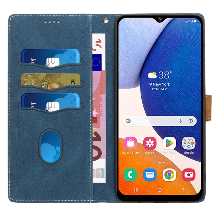 For Samsung Galaxy S25 5G Grid Stitching Leather Phone Case with Lanyard(Blue) - Galaxy S25 5G Cases by buy2fix | Online Shopping UK | buy2fix