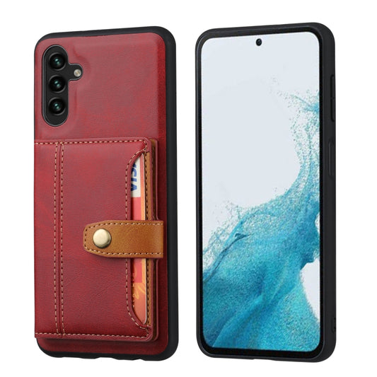 For Samsung Galaxy S25+ 5G Calfskin Card Slot TPU Hybrid PU Phone Case(Red) - Galaxy S25+ 5G Cases by buy2fix | Online Shopping UK | buy2fix