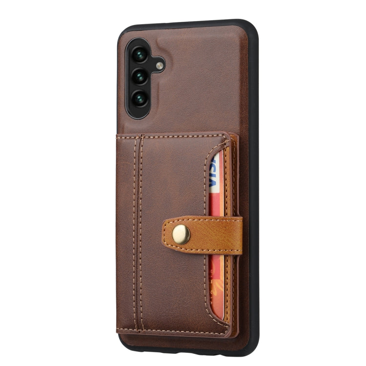 For Samsung Galaxy S25+ 5G Calfskin Card Slot TPU Hybrid PU Phone Case(Brown) - Galaxy S25+ 5G Cases by buy2fix | Online Shopping UK | buy2fix