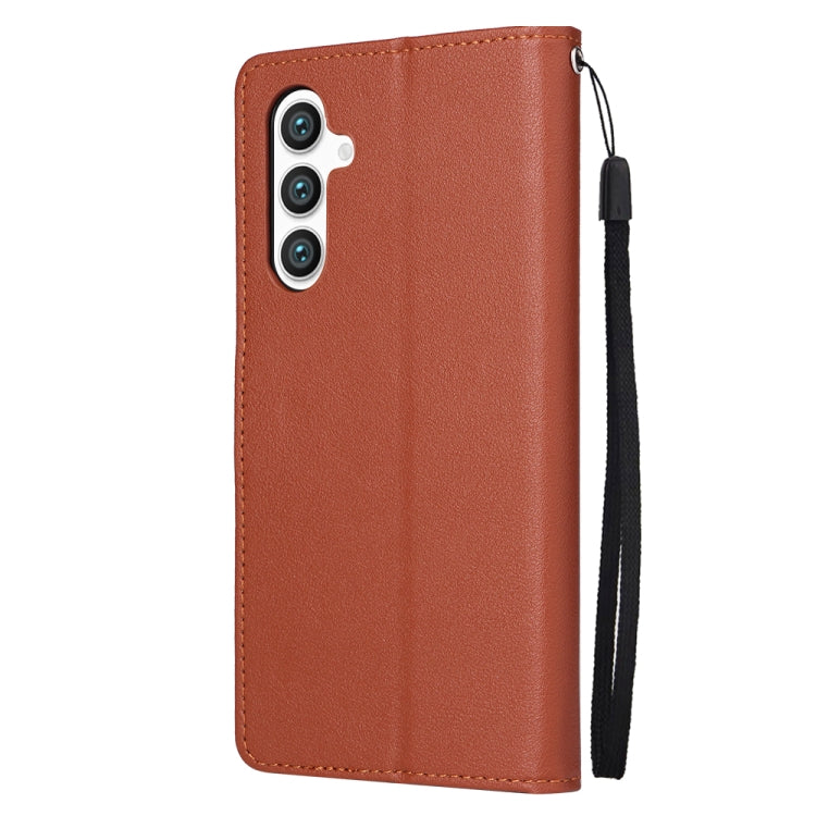 For Samsung Galaxy S25 5G 3-Card Slots Multifunctional Leather Phone Case(Brown) - Galaxy S25 5G Cases by buy2fix | Online Shopping UK | buy2fix