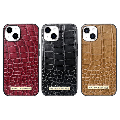 For iPhone 16 Pro VIETAO Alligator Texture PU Phone Case(Brown) - iPhone 16 Pro Cases by VIETAO | Online Shopping UK | buy2fix