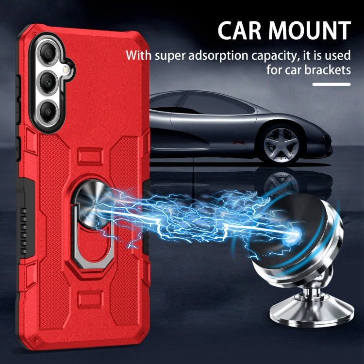 For Samsung Galaxy S25+ 5G Ring Holder Armor Hybrid Phone Case(Red) - Galaxy S25+ 5G Cases by buy2fix | Online Shopping UK | buy2fix