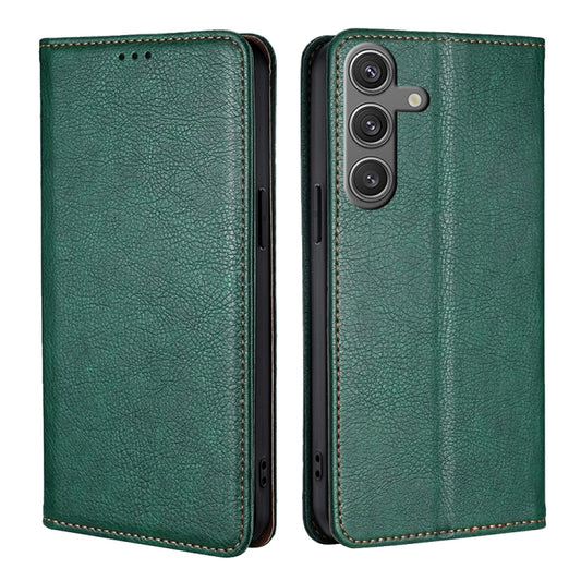 For Samsung Galaxy S25 5G Gloss Oil Solid Color Magnetic Leather Phone Case(Green) - Galaxy S25 5G Cases by buy2fix | Online Shopping UK | buy2fix