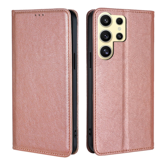 For Samsung Galaxy S25 Ultra 5G Gloss Oil Solid Color Magnetic Leather Phone Case(Rose Gold) - Galaxy S25 Ultra 5G Cases by buy2fix | Online Shopping UK | buy2fix