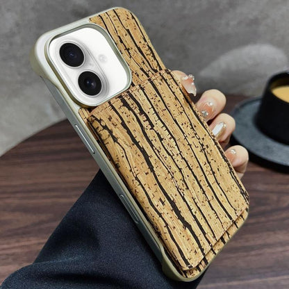 For iPhone 16 Plus Denior D24 Paint MagSafe Card Slot Phone Case(Yellow Wood Grain) - iPhone 16 Plus Cases by Denior | Online Shopping UK | buy2fix