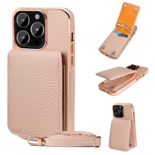 For iPhone 13 Pro Max VIETAO Litchi Texture Wallet PU Phone Case with Lanyard(Pink) - iPhone 13 Pro Max Cases by VIETAO | Online Shopping UK | buy2fix