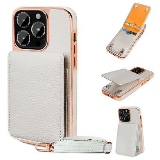 For iPhone 13 Pro Max VIETAO Litchi Texture Wallet PU Phone Case with Lanyard(White) - iPhone 13 Pro Max Cases by VIETAO | Online Shopping UK | buy2fix