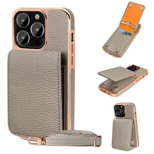 For iPhone 13 Pro Max VIETAO Litchi Texture Wallet PU Phone Case with Lanyard(Grey) - iPhone 13 Pro Max Cases by VIETAO | Online Shopping UK | buy2fix