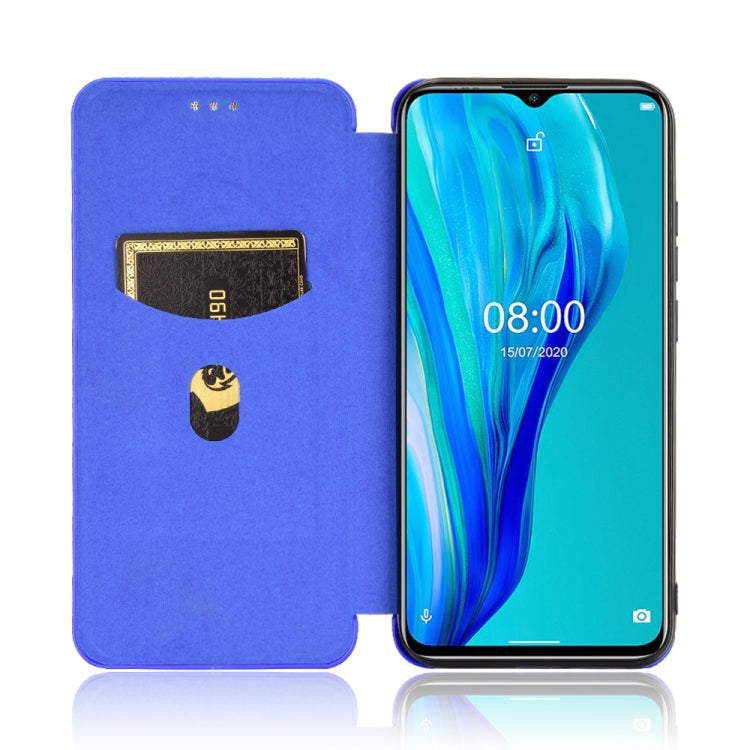 For Ulefone Note 9P Carbon Fiber Texture Horizontal Flip TPU + PC + PU Leather Case with Card Slot & Lanyard(Blue) - Ulefone Cases by buy2fix | Online Shopping UK | buy2fix