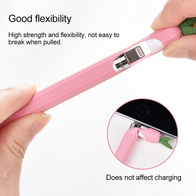 For Apple Pencil 2 Contrasting Color Mint Leaf Silicone Non-slip Protective Cover(Pink) - Pencil Accessories by buy2fix | Online Shopping UK | buy2fix