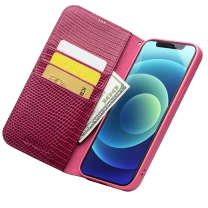 For iPhone 12 / 12 Pro QIALINO Crocodile Texture Horizontal Flip Leather Case with Card Slots & Wallet(Rose Red) - iPhone 12 / 12 Pro Cases by QIALINO | Online Shopping UK | buy2fix